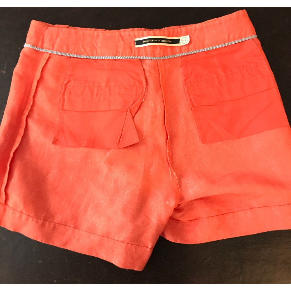 Anthropologie Daughters of the Liberation Linen Shorts 8 Orange High Rise - Picture 5 of 11